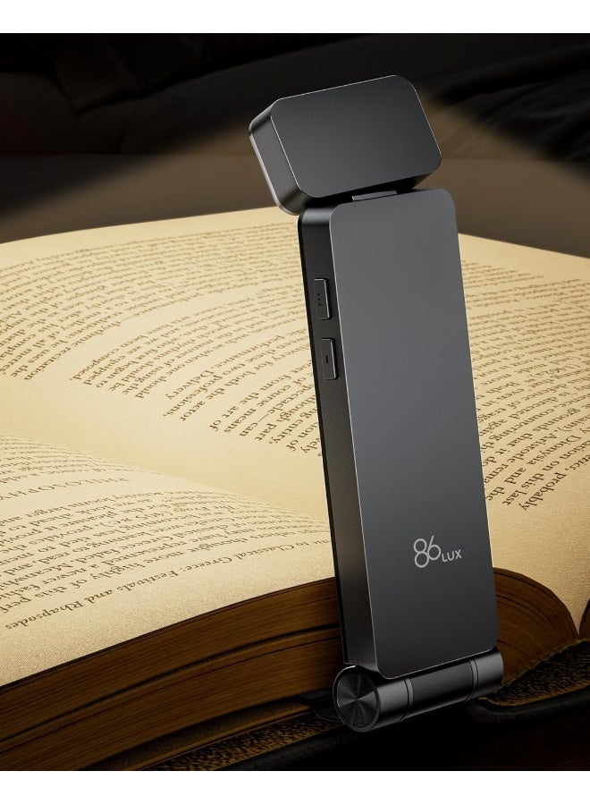 86lux Reading Lamp Book Clamp, Rechargeable Book Lamp for Reading in Bed, Ultralight LED Clamp Lamp with 3 Amber Colours and Continuous Dimming for Night Reading for Book Lovers, Children, Grey - Image 1